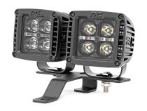 Jeep Quad LED Light Pod Kit -Black Series w/Amber DRL 18-20 JL 20-Up Gladiator Rough Country
