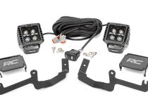 Chevy 2-inch LED Lower Windshield Ditch Kit Black Series w/ White DRL For 19-20 Silverado Rough Country