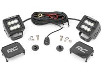 LED Light Ditch Mount 2 Inch Black Series Pair Flood Pattern 21-Up Ford Bronco Rough Country