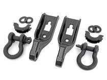 Ford Tow Hook to Shackle Conversion Kit w/D-Ring &amp;amp; Rubber Isolators 09-20 F-150 Rough Country